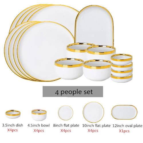 Elegant Gold-Trimmed Dinnerware