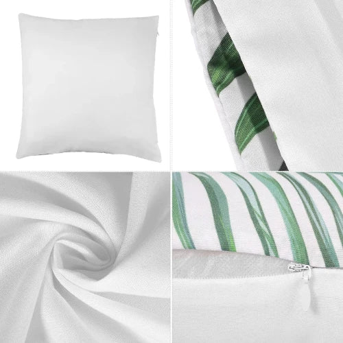 This image shows that all of the pillow cover options only have the design on one side with the back of the pillow cover being plain white. The image shows that the zipper is invisible so only the pull shows. Shop here for yours. 