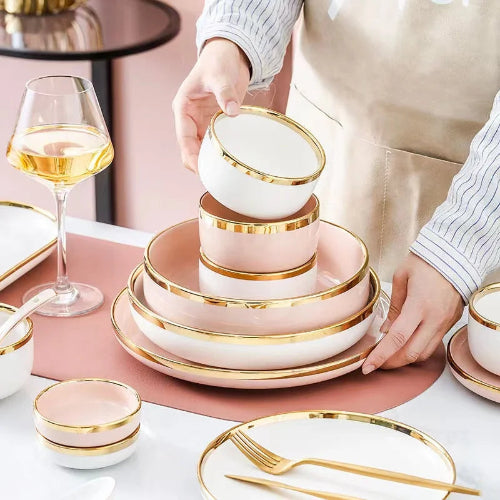 Elegant Gold-Trimmed Dinnerware