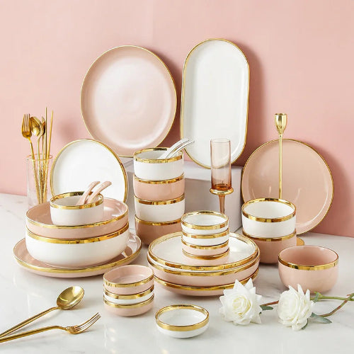 Elegant Gold-Trimmed Dinnerware