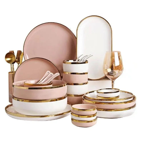 Elegant Gold-Trimmed Dinnerware