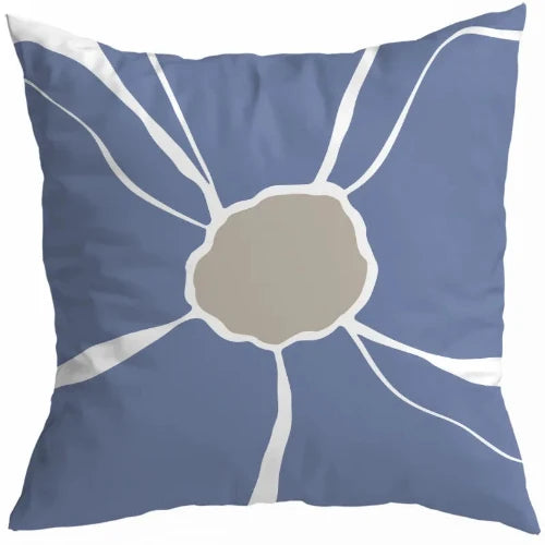 Our Light Blue Abstract Flower Design bears a light blue background with a light grey rippled circle representing the floral axis and white imperfect wavy lines distinguishing the flower's petals offering a stylish choice. 