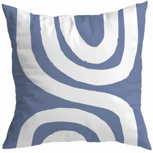 The Light Blue Abstract S design bears a light blue Background with two thick white half circles on two of the four sides and one thick white curved line between the sets creating a curly S pattern for sophisticated touch.