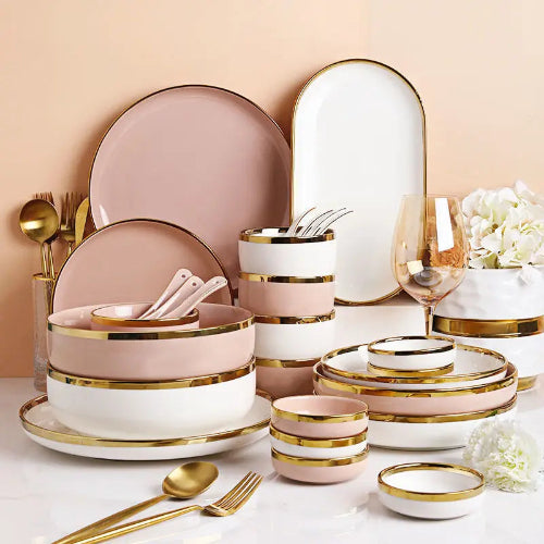 Elegant Gold-Trimmed Dinnerware