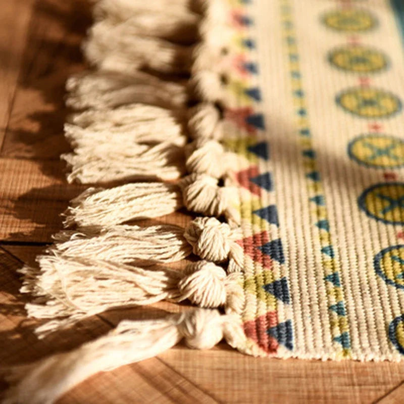 Handwoven Bohemian Rug | Bedside Linen Rug