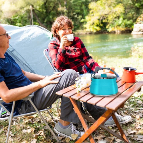 Enjoy this eco-friendly collapsible kettle on any glamping adventure