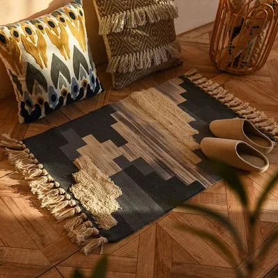 Handwoven Bohemian Rug | Bedside Linen Rug