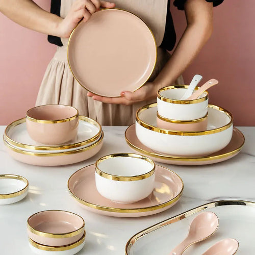 Elegant Gold-Trimmed Dinnerware