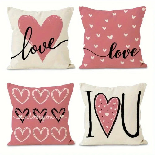 This picture shows all four pillow covers, they say Love, I love your, or love you.  They come in pink or white background with black or white decorative print