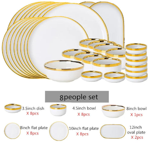 Elegant Gold-Trimmed Dinnerware