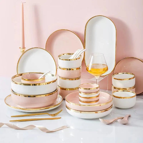 Elegant Gold-Trimmed Dinnerware