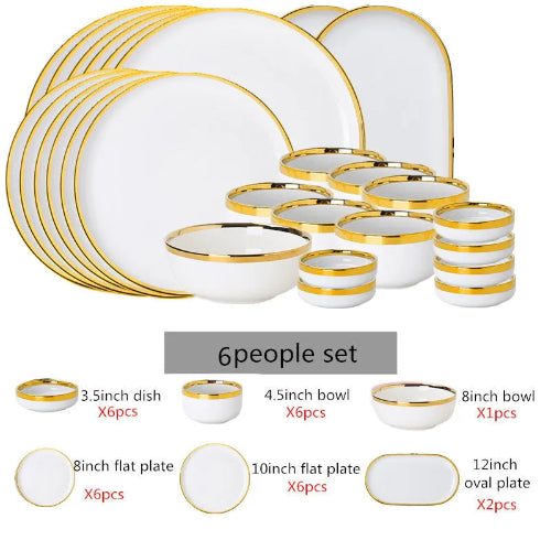 Elegant Gold-Trimmed Dinnerware